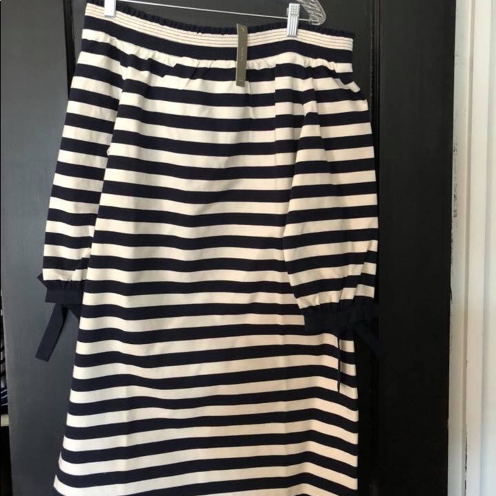 JCrew Striped Off-the-shoulder Shift Dress. NWT
